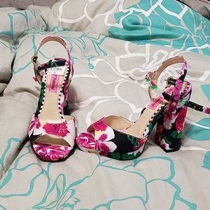 Betsey Johnson floral platform heels
